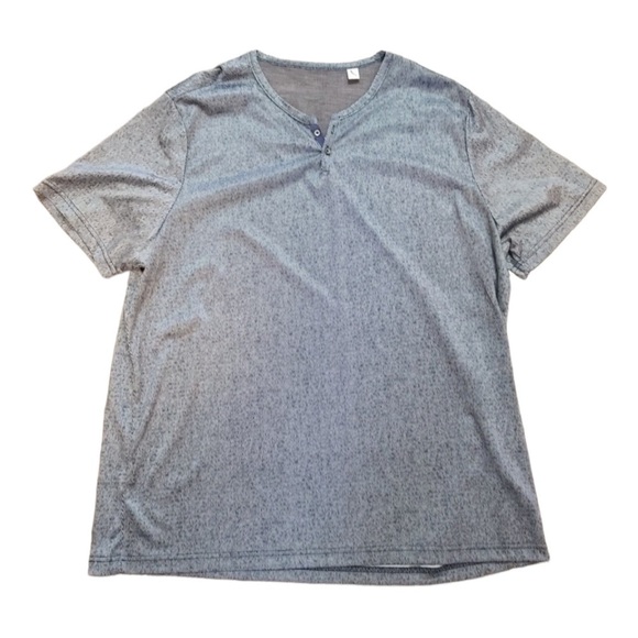 CON.STRUCT Denim Texture Performance Stretch Short Sleeve Blue Henley Size XL - Picture 4 of 7